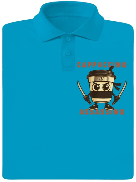Cappuccino Assasino – Italian Brainrot férfi pólóingek Blue Atol