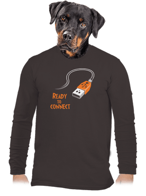 USB csatlakozás férfi hosszú ujjú póló Bear Brown