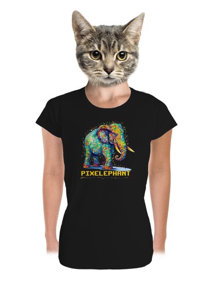 Pixelephant prémium női póló Black