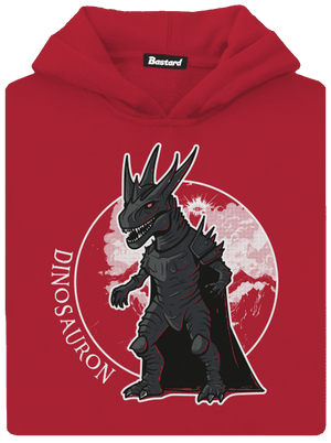 Dinosauron gyerek kenguruzsebes pulóver Fire Red