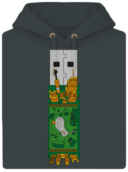 USB city unisex prémium pulóver Charcoal