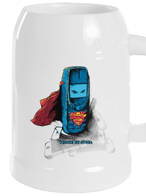 Mobiltelefon acélból söröskorsó White