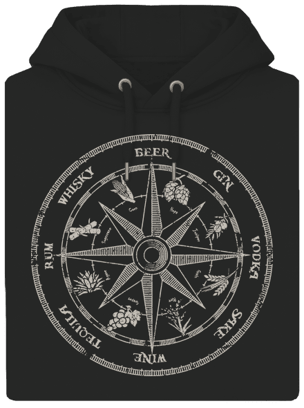 Alkoholos iránytű unisex prémium pulóver Dark Black
