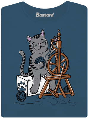 Dorombol a macska prémium női póló Petrol Blue