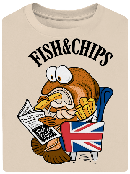 Fish and chips unisex túlméretezett póló Almond