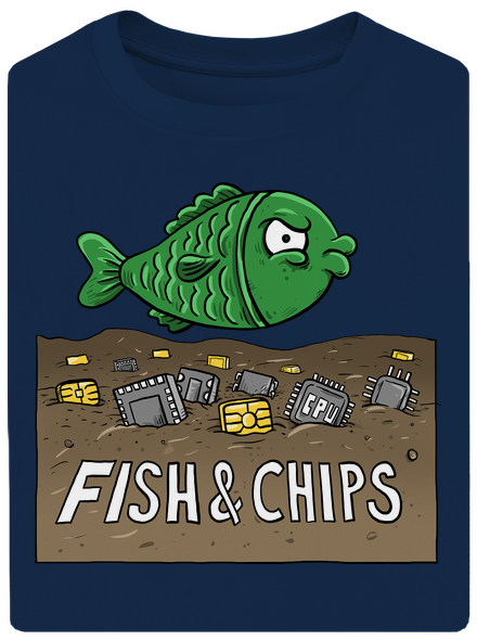 Fish and IT chips unisex túlméretezett póló Midnight Blue
