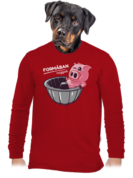 Formában férfi hosszú ujjú póló Red