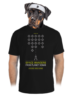 Space Invaders férfi sportpóló Black