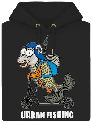 Urban fishing unisex prémium pulóver Dark Black