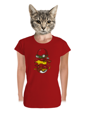 Pokémon burger prémium női póló Red Mal