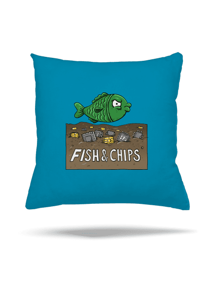 Fish and IT chips párna Blue Turquoise