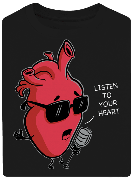 Listen to your heart unisex túlméretezett póló Black