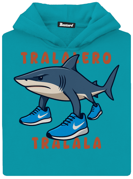 Tralalero Tralala – Italian Brainrot gyerek kenguruzsebes pulóver Hawaiian Blue