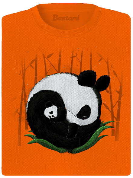Két alvó panda női sportpóló Neon Orange
