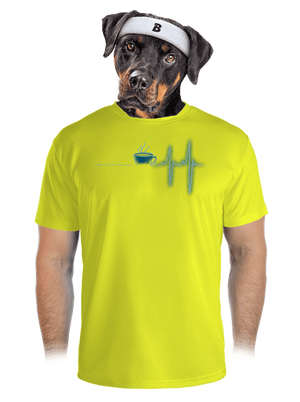 Coffee help férfi sportpóló Neon Yellow