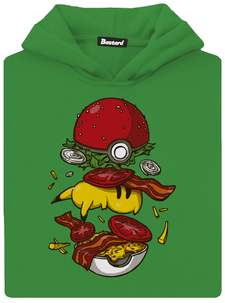 Pokémon burger gyerek kenguruzsebes pulóver Kelly Green AWD