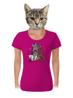 Dorombol a macska női póló Fuchsia Red