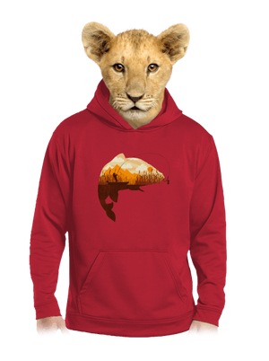 Halfogás gyerek kenguruzsebes pulóver Fire Red