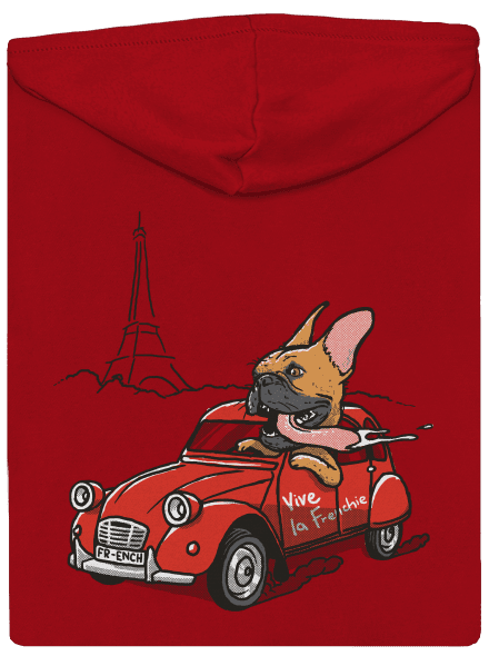 Francia buldog cipzáras férfi pulóver Red