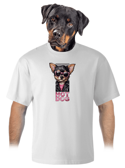 Very hot dog unisex túlméretezett póló White
