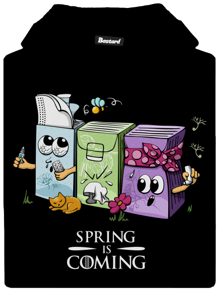 Spring is coming gyerek kenguruzsebes pulóver Black