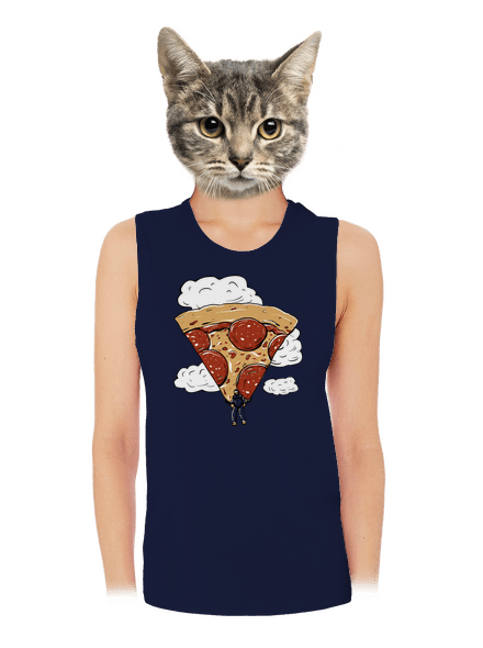 Pizza ejtőernyős női bővített trikó Navy