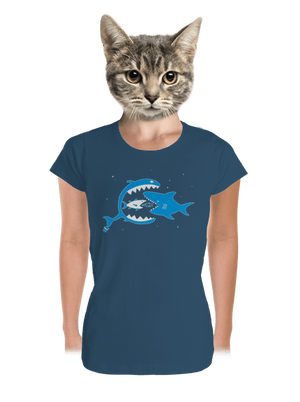 Halak prémium női póló Petrol Blue