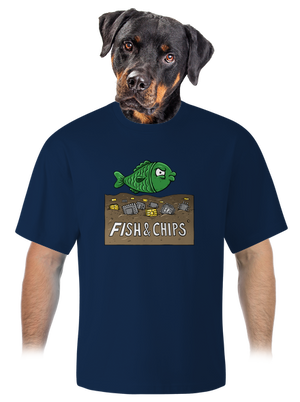 Fish and IT chips unisex túlméretezett póló Midnight Blue
