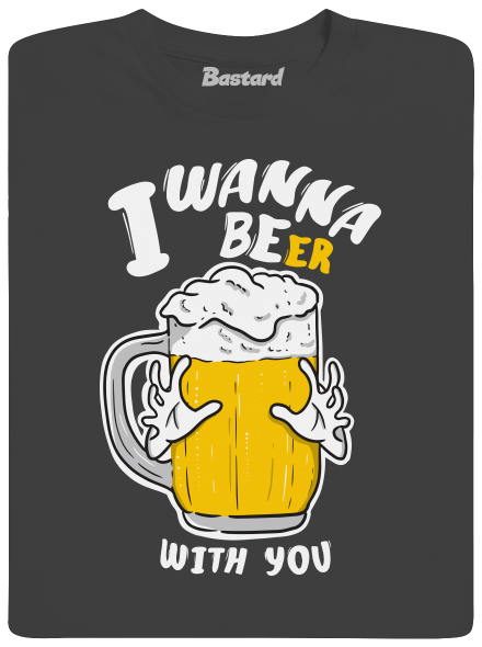 I wanna beer férfi hosszú ujjú póló Dark Grey