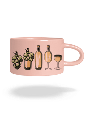 A fehérbor evolúciója macaron bögre Pink Macaron