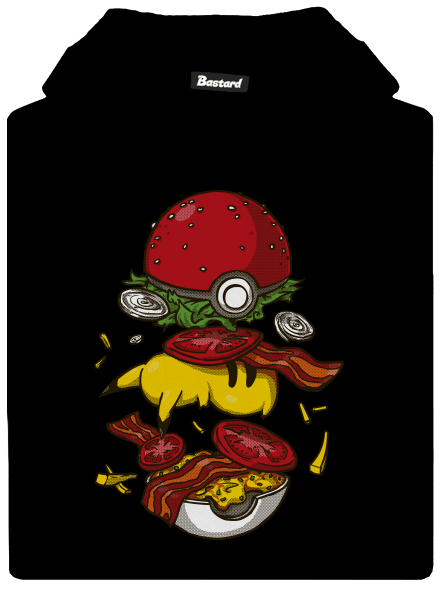 Pokémon burger gyerek kenguruzsebes pulóver Black