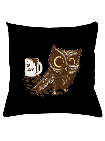 Koffeinfüggő bagoly párna Black