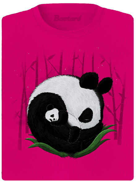 Két alvó panda női sportpóló Neon Pink