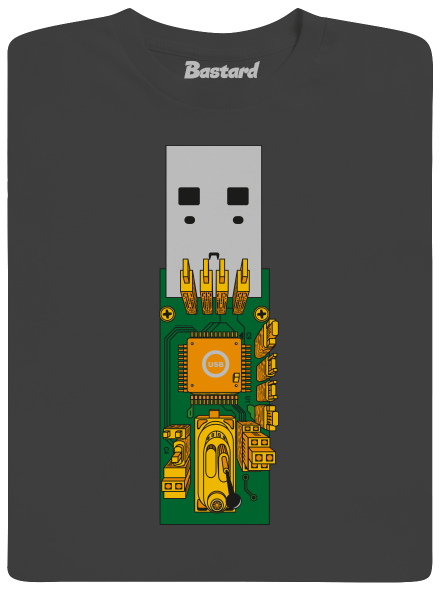 USB city férfi hosszú ujjú póló Dark Grey
