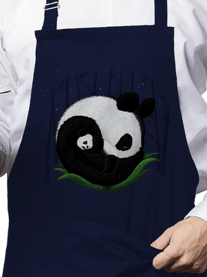 Két alvó panda kötény Navy