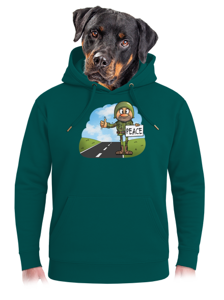 Peace unisex prémium pulóver Emerald Green