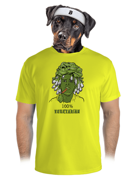 100% vegetáriánus férfi sportpóló Neon Yellow