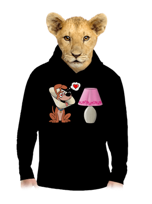 Szerelmes kutya gyerek kenguruzsebes pulóver Black