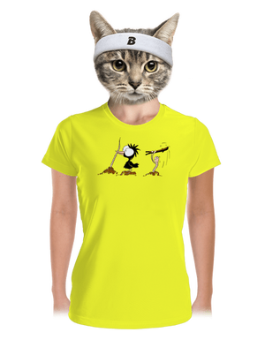 Vigyázz melyik végét fogod női sportpóló Neon Yellow