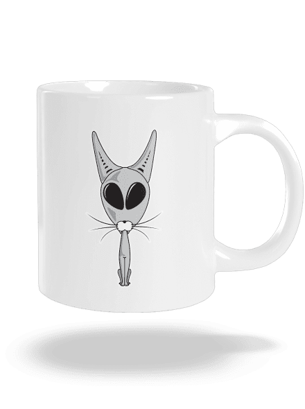 UFO cat nagy bögre White