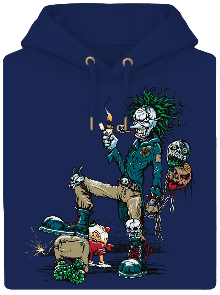 Evil clown unisex prémium pulóver Navy