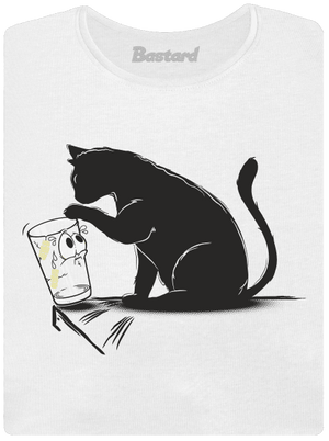 Macska és üveg prémium női póló White