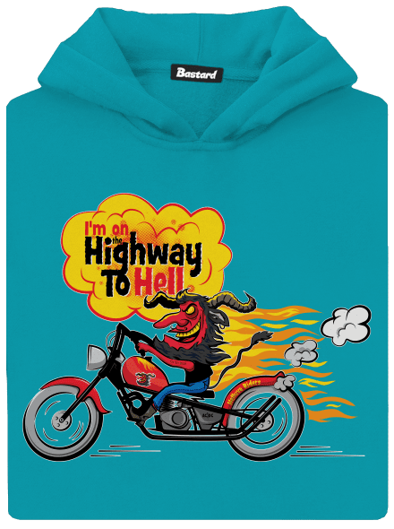 Highway to hell gyerek kenguruzsebes pulóver Hawaiian Blue