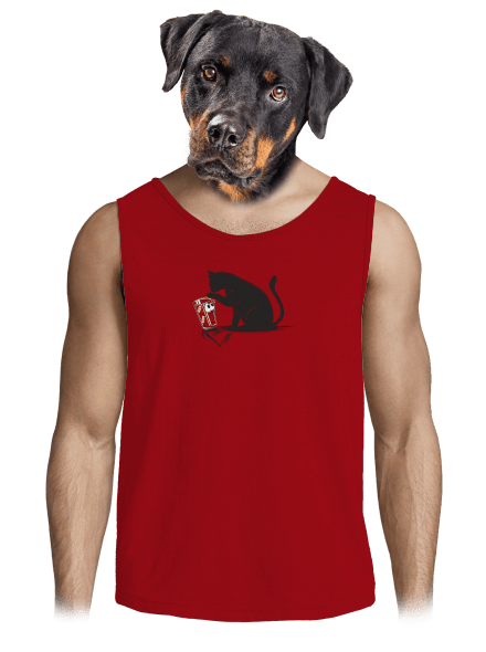 Macska és üveg férfi trikó Red