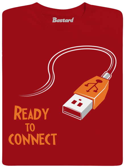 USB csatlakozás férfi hosszú ujjú póló Red
