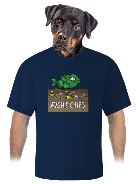 Fish and IT chips unisex túlméretezett póló Midnight Blue