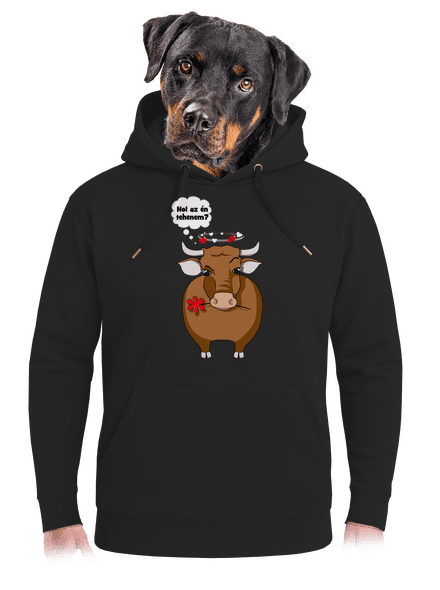 Tehén és bika unisex prémium pulóver Dark Black