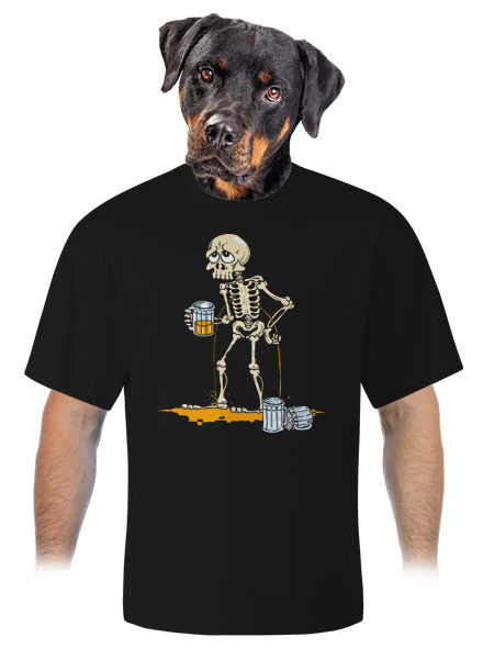 Csontváz és sör unisex túlméretezett póló Black