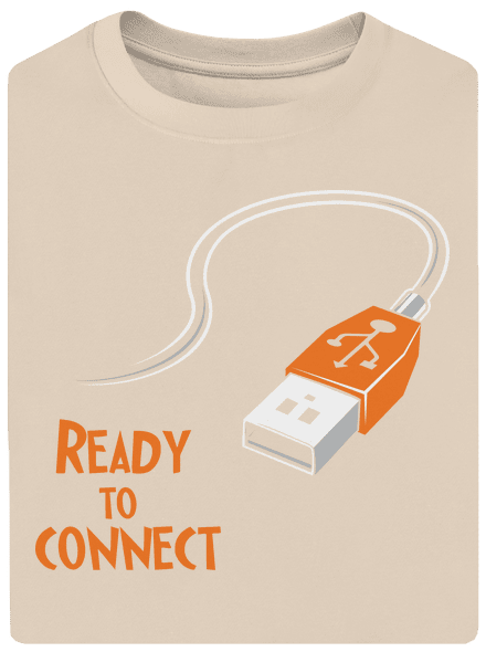 USB csatlakozás unisex túlméretezett póló Almond