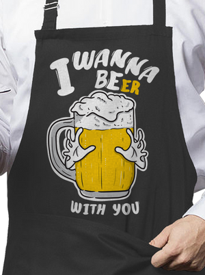 I wanna beer kötény Dark Grey